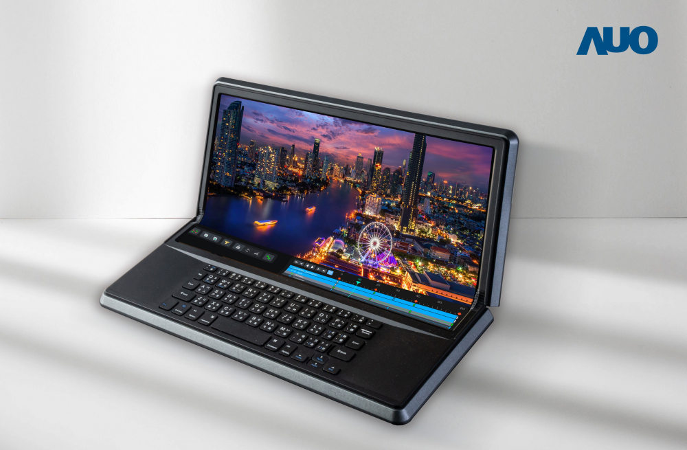 js3333线路检测中心(上海)有限公司14.6吋Micro LED折迭显示屏幕，搭配半径4mm的弯折绞炼，以及高画素、高亮度、高对比度的显示技术特点，即便在大视角下仍保有绝佳色相与亮度